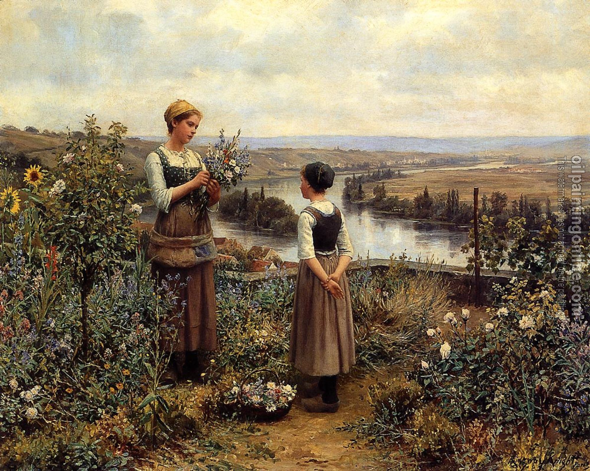 Daniel Ridgway Knight - Picking Flowers